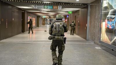 German special police secure the Karlsplatz underground station in Munich after a deadly shooting at a mall nearby on July 22, 2016. Andreas Gebert / EPA
