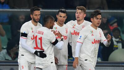 Cristiano Ronaldo celebrates his goal with his Juventus teammates. Getty