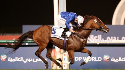 Benbatl won the Dubai Turf on the Dubai World Cup night at Meydan Racecourse in Dubai. Pawan Singh / The National