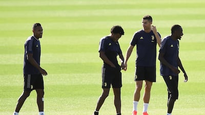 Alex Sandro, Juan Cuadrado, Cristiano Ronaldo and Blaise Matuidi during training. Reuters