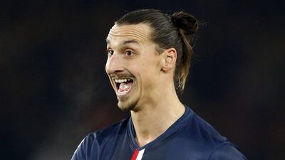 Paris Saint-Germain's Zlatan Ibrahimovic reacts during his side's Ligue 1 win over Marseille on Sunday. Charles Platiau / Reuters / November 9, 2014