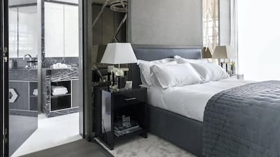 A glimpse of grainy marble in one of the show apartment's bathrooms. Antonie Robertson / The National