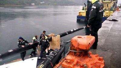 Abu Dhabi Ocean Racing's 'Azzam' is prepared to be loaded onto a container ship in Punta del Este, Chile, bound for Itajai, Brazil to complete leg 5 of the Volvo Ocean Race.