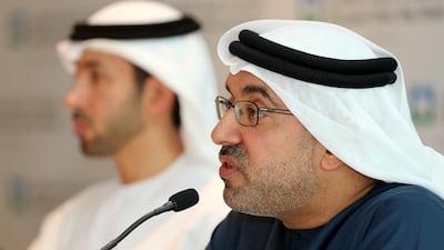 Dr Ali Al Obaidly, consultant transplant nephrologist and group chief academic affairs officer at Abu Dhabi Health Services at a press conference in Abu Dhabi. Chris Whiteoak / The National