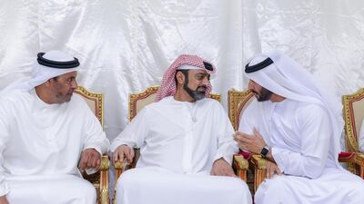 Sheikh Ammar bin Humaid, Crown Prince of Ajman, visits the mourning majlis in Fujairah to pay his respects to the family of Sergeant Ali Khalifa Hashel Al Mesmari, who died in Yemen. Wam