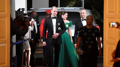 The Duke and Duchess of Cambridge arrive for dinner. PA