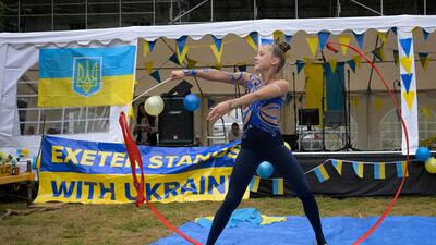 A Ukrainian gymnast puts on a display in Exeter. Getty Images
