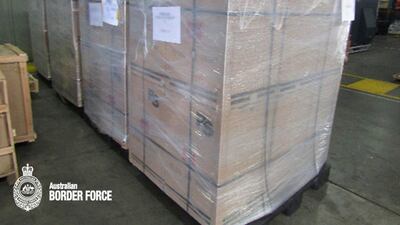 The record methamphetamine seizure by the Australian Border Force was hidden in stereo speakers shipped from Bangkok. Australian Border Force via AP