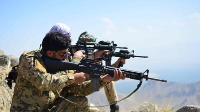 Anti-Taliban forces take positions in Darband, Anaba district, Panjshir province. AFP
