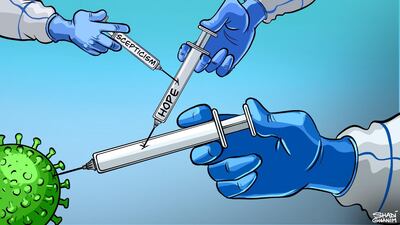 Our cartoonist Shadi Ghanim's take on scepticism and hope during the coronavirus pandemic