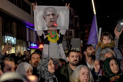 Kurds in Turkey at a protest calling for the release of PKK leader Abdullah Ocalan. AFP