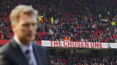 A banner shown during David Moyes's tenure as Manchester United manager, referring to his hand-picked selection by the outgoing Alex Ferguson. Jon Super / AP / March 29, 2014