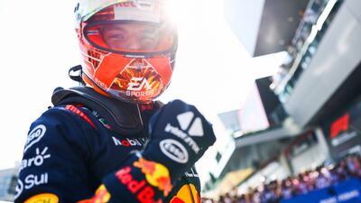 Red Bull's Max Verstappen celebrates after clinching pole. Getty Images