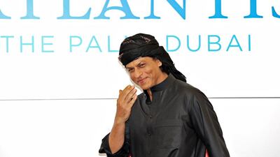 Shah Rukh Khan makes an appearance at a press conference in Dubai. Jeff Topping / The National
