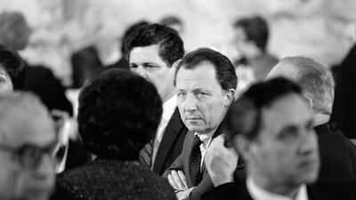 Mr Delors during a state dinner as part of a state visit in Jerusalem, on March 3, 1982. AFP