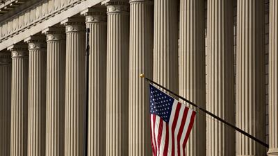 An American flag outside the US Department of Commerce headquarters in Washington. Andrew Harrer / Bloomberg