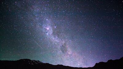 The Milky Way and a shooting star over Mount Ruapehu in Tongariro National Park, New Zealand. Getty