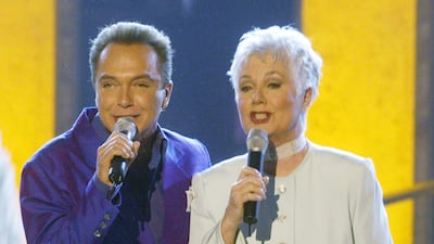 Actress Shirley Jones and David Cassidy, stars of the television show 'The Partridge Family', perform during the opening number at the first annual TV Land Awards which were taped in Hollywood, California, U.S. March 2, 2003. Reuters