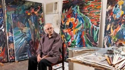 The artist Hassan Sharif at his studio at The Flying House in Al Quoz, Dubai. Antonie Robertson / The National