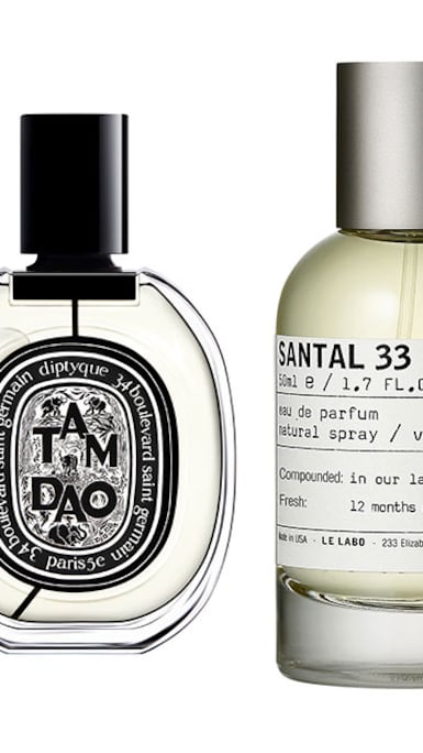 Woody and warm scents are ideal for summer evenings. Photo: Chloe, Prada, Diptyque, Le Labo