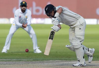 Middle-order batsman Ross Taylor, right, top-scored for New Zealand in their second innings in Dubai on Tuesday. AFP