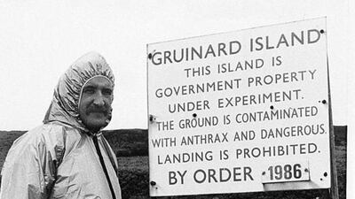 The Scottish island of Gruinard had been quarantined for decades after field trials of anthrax as biological weapon in 1942. AP Photo