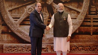 India's Prime Minister Narendra Modi with Egyptian President Abdel Fattah El Sisi at the G20 summit. Getty