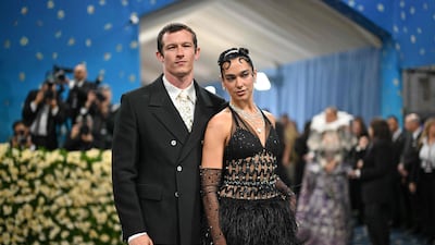 Pop star Dua Lipa with British actor Callum Turner. AFP
