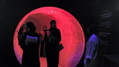 The Interactive Science and Technology installation at Mohammed Bin Zayed Council for Future Generations sessions at Adnec. Reem Mohammed / The National