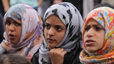 Children attend a class to learn the Arabic alphabet and to recite the Koran during Ramadan at a mosque in Sana'a, Yemen. EPA