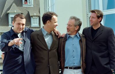 From left: Tom Sizemore, Tom Hanks, Steven Spielberg and Edward Burns, who made Saving Private Ryan together. AFP