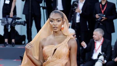 Jourdan Riane arrived in daring nude chiffon