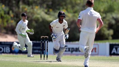 UAE's Niel Lobo bats in a pre season warm up game against Lancashire. Chris Whiteoak / The National