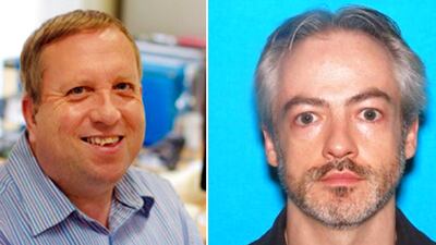 An undated combo handout photo made available by the Chicago Police Department shows suspects Wyndham Lathem (L), 42, and Andrew Warren (R), 56, wanted with first-degree murder in connection with the stabbing to death of Trenton Cornell-Duranleau on July 27, 2017. EPA