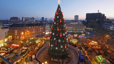 Dortmund’s 45-metre Christmas tree is made up of 1,700 separate fir trees carefully stacked to create the illusion of being one giant tree. Alamy