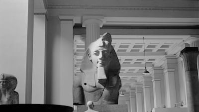 A statue of Egyptian pharaoh Rameses II in 1954