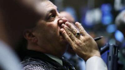 A trader works on the floor of the New York Stock exchange on Oct 10 2008.