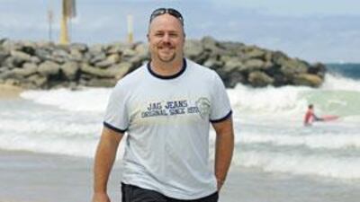 Douglas Horak from South Africa enjoys a walk on City Beach, Perth.