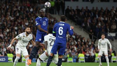 Chelsea's Kalidou Koulibaly wins the ball in the air. AFP