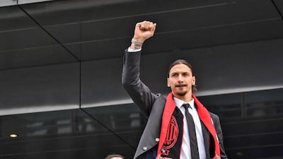 Zlatan Ibrahimovic at his unveiling. EPA