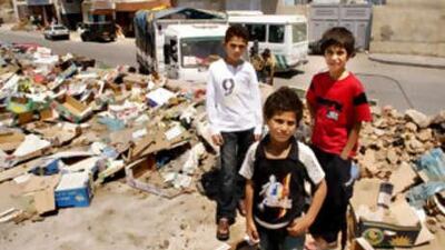Mohammad, left, Ahmad, centre, and Mahmoud Daegala may not have a school to attend when classes begin this autumn.