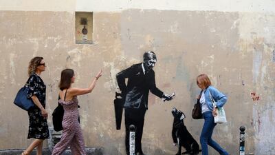 Seven works attributed to Banksy have been discovered in recent days, including one near a former centre for migrants at the city's northern edge, according to the art website Artistikrezo AP