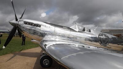 The restored World War II Silver Spitfire plane will be used in a round-the-world flight attempt. Adrian Dennis / AFP
