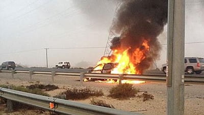 A saloon burst into flames on Sheikh Mohammed Bin Zayed Road in Ajman moments after the driver fled from it.