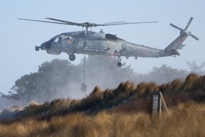Turkish soldiers operating a Seahawk helicopter during Nato drills in Germany. Getty Images