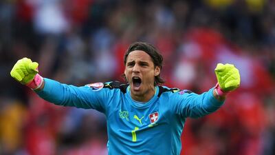 Yann Sommer of Switzerland celebrates after his scored their first goal during the UEFA EURO 2016 Group A match between Romania and Switzerland at Parc des Princes on June 15, 2016 in Paris, France. (Photo by Shaun Botterill/Getty Images)
