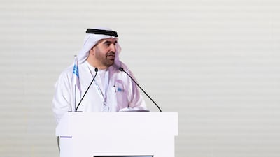 Jamal bin Huwaireb, chief executive of the Mohammed bin Rashid Al Maktoum Knowledge Foundation, speaks at the Literacy Challenge Forum in Dubai. Reem Mohammed / The National