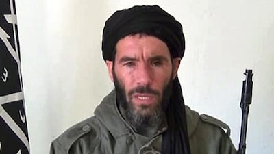 An undated grab from a video obtained by the ANI Mauritanian news agency reportedly shows former Al Qaeda in the Islamic Maghreb emir Mokhtar Belmokhtar speaking at an undisclosed location. AFP Photo/HO/ANI