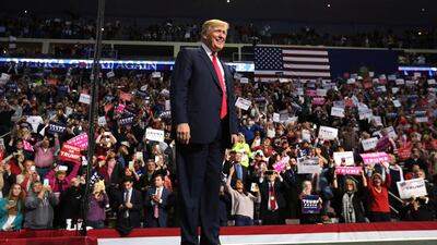 Donald Trump, the then Republican presidential nominee, attends a campaign event in Hershey, Pennsylvania, on November 4, 2016. Carlo Allegri / Reuters