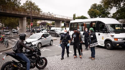 French police tackle suspected drug dealers in Paris. EPA